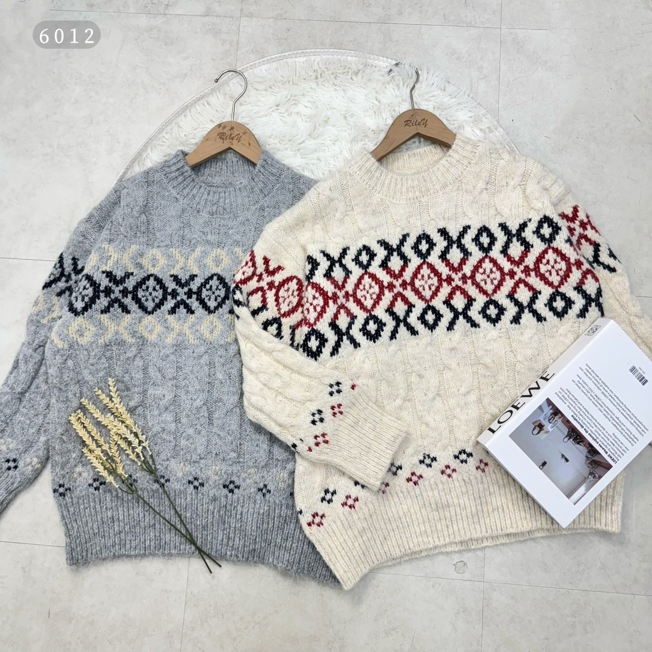 復古撞色印花｜針織毛衣