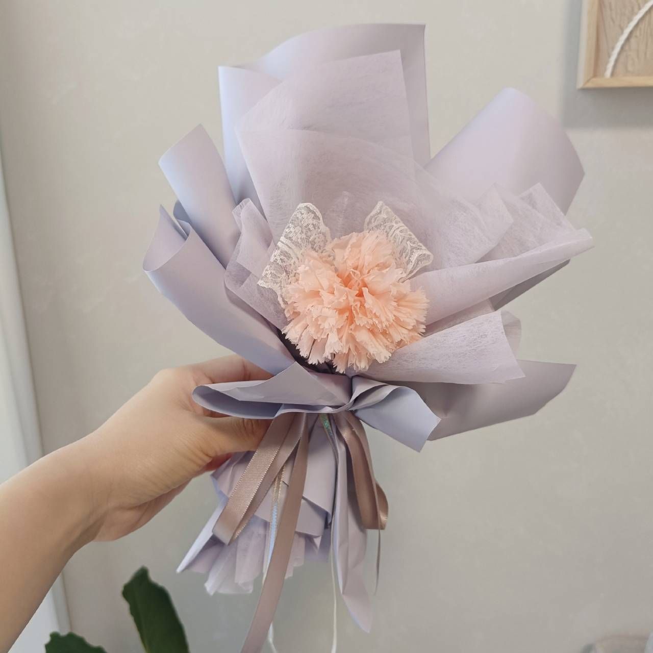 永生康乃馨橘粉 單枝花束