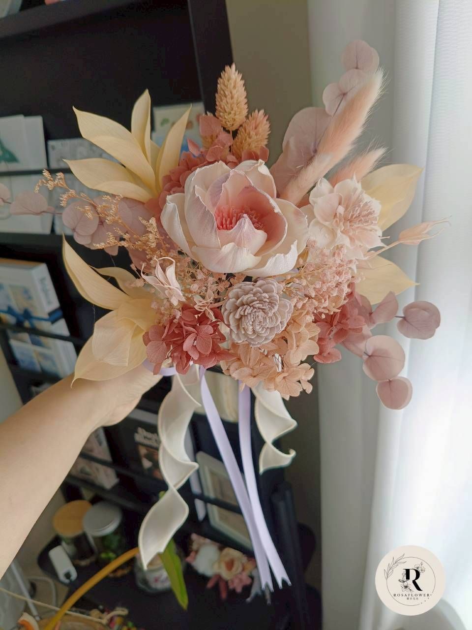 蘿莎花兒 豆沙粉輕質小捧花 擴香系列