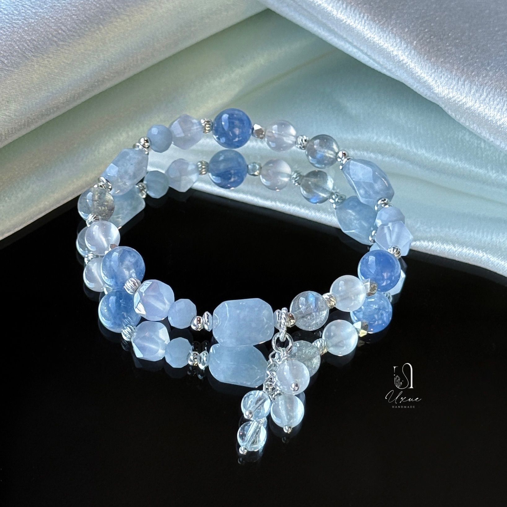 水色清語——藍兔毛、藍晶石、拉長石、藍玉髓、天使石、粉玉髓、月光石