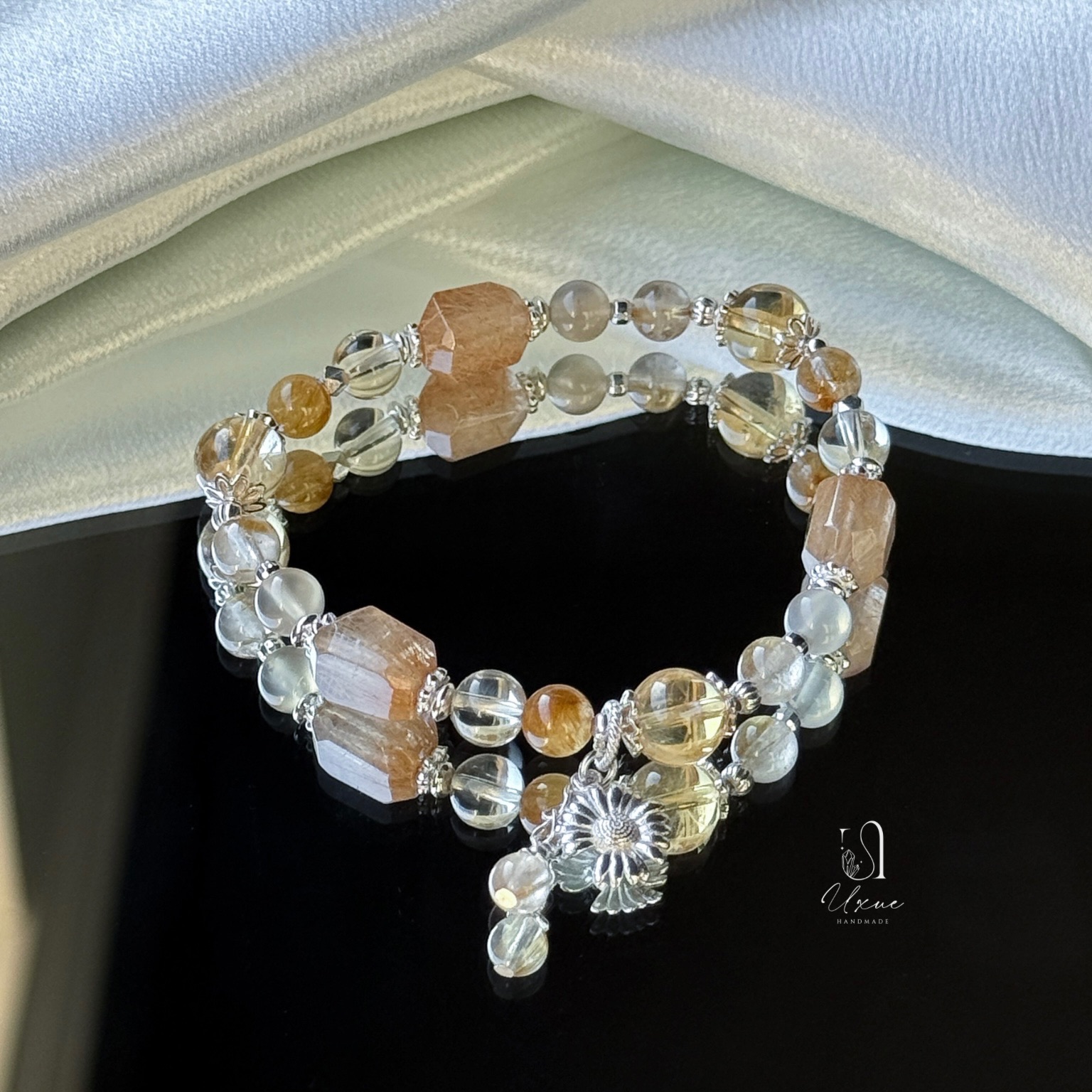 曙光序曲——金髮晶、黃水晶、安德森長石、鈦晶、奶茶月光石