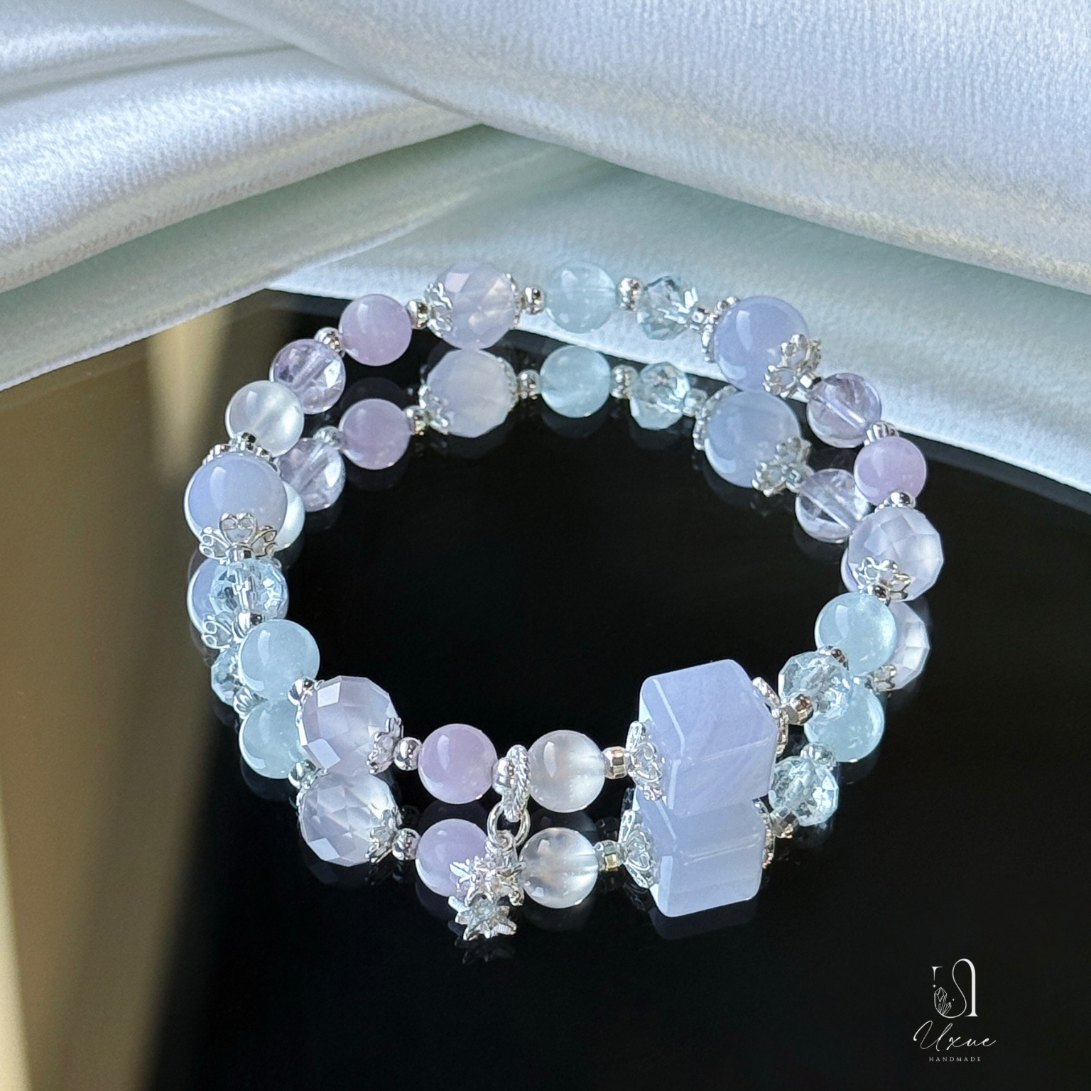 海邊解憂舖——藍紋瑪瑙、海藍寶、托帕石、紫玉髓、薰衣草紫水晶、粉玉髓、月光石