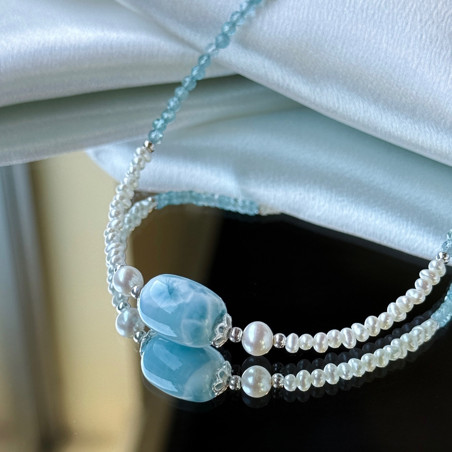 踏浪——海紋石、藍磷灰、淡水珍珠