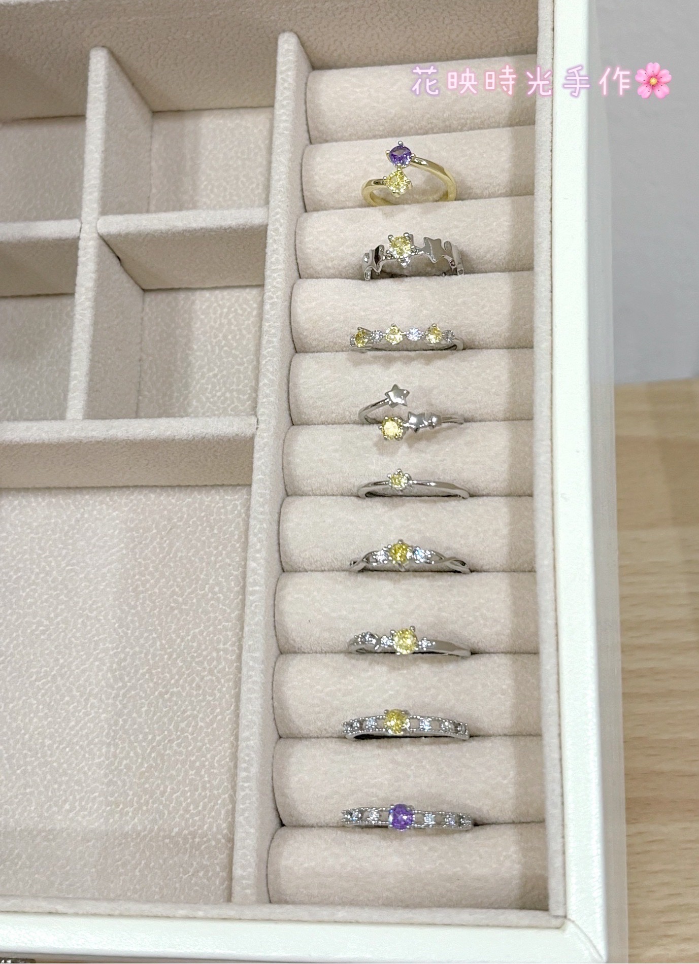 🌸獨家手作💎輕奢平價珠寶系列｜戒指｜蘇聯黃鑽｜紫鑽｜可調節式戒圍