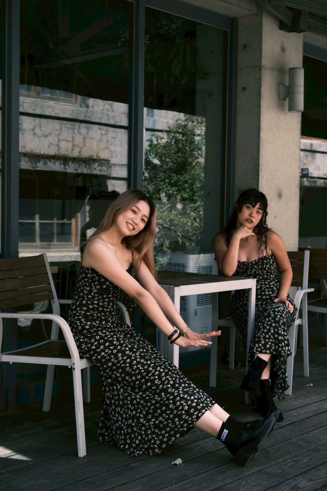 夜黑長版仙氣碎花洋裝