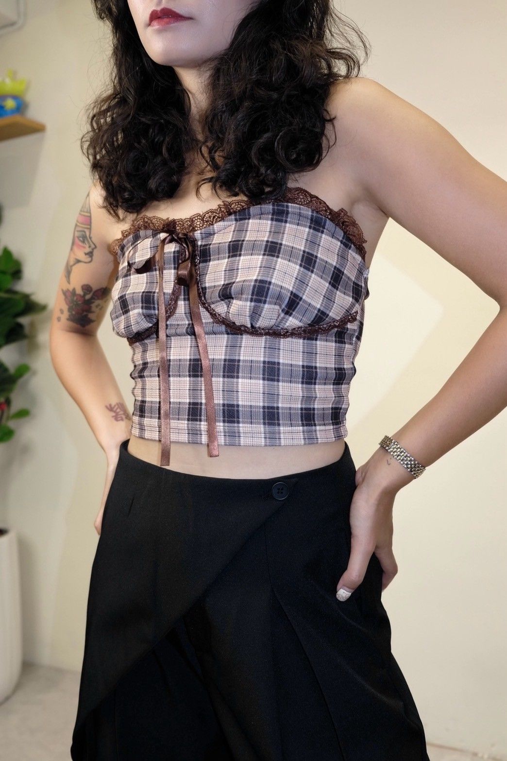 蘇格蘭格紋平口上衣