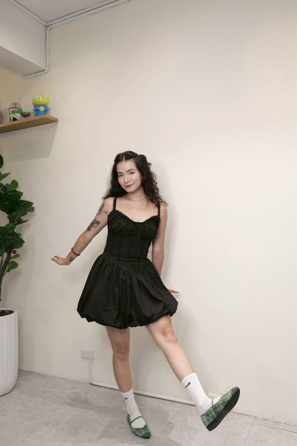 法式花苞馬甲短洋裝