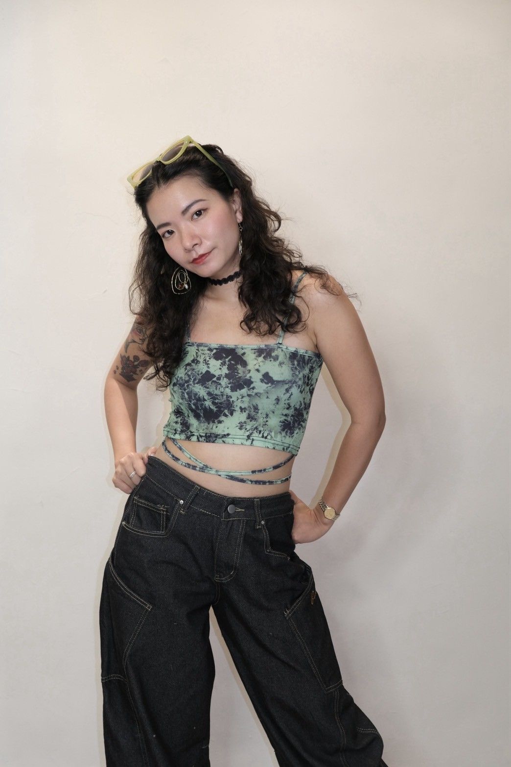 2色 彈力冰絲繞繩背心