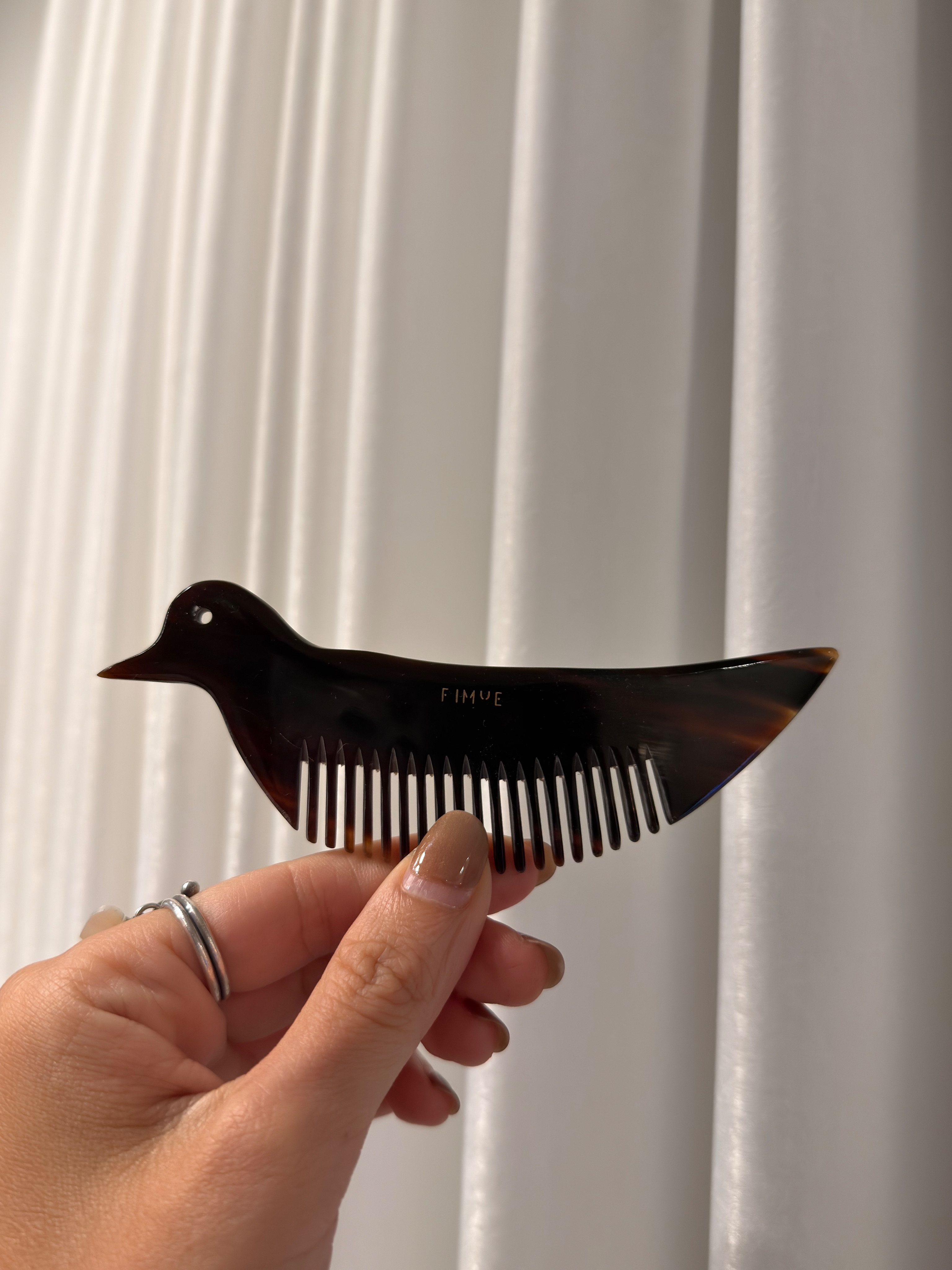 水牛角 琥珀色鳥兒梳