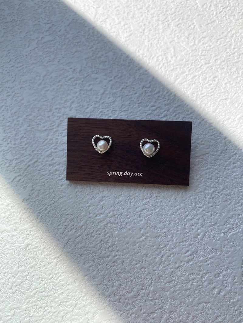 現貨｜s925｜ 韓系鏤空愛心麻花珍珠純銀耳環