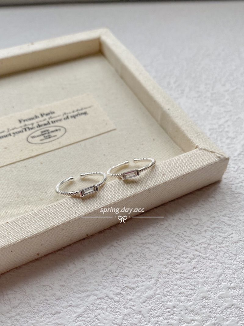 現貨｜925純銀｜長鋯石螺旋純銀開口線戒