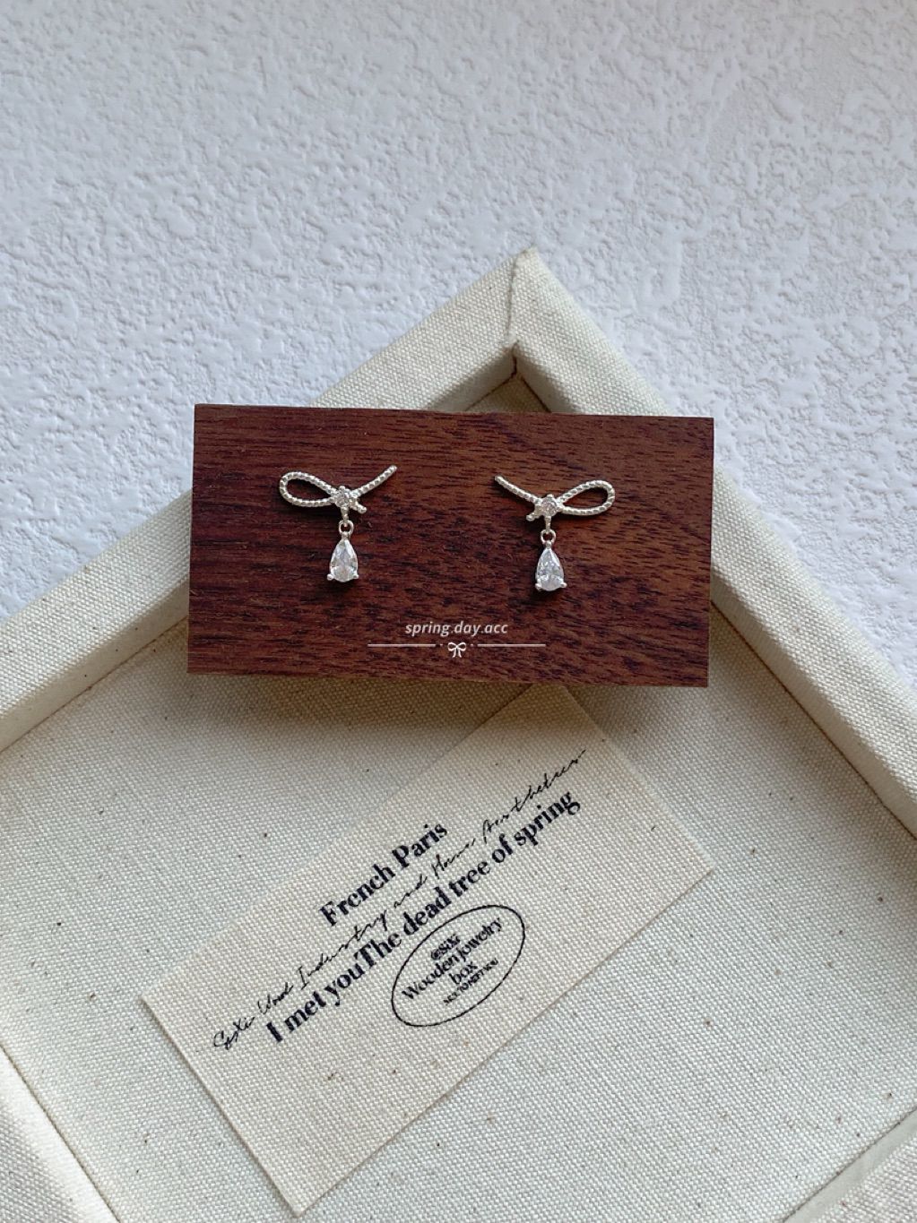 現貨｜925純銀｜扭結垂墜水滴鋯石純銀耳環