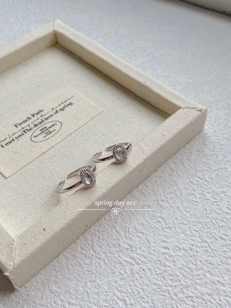 現貨｜925純銀｜復古白水晶純銀開口戒