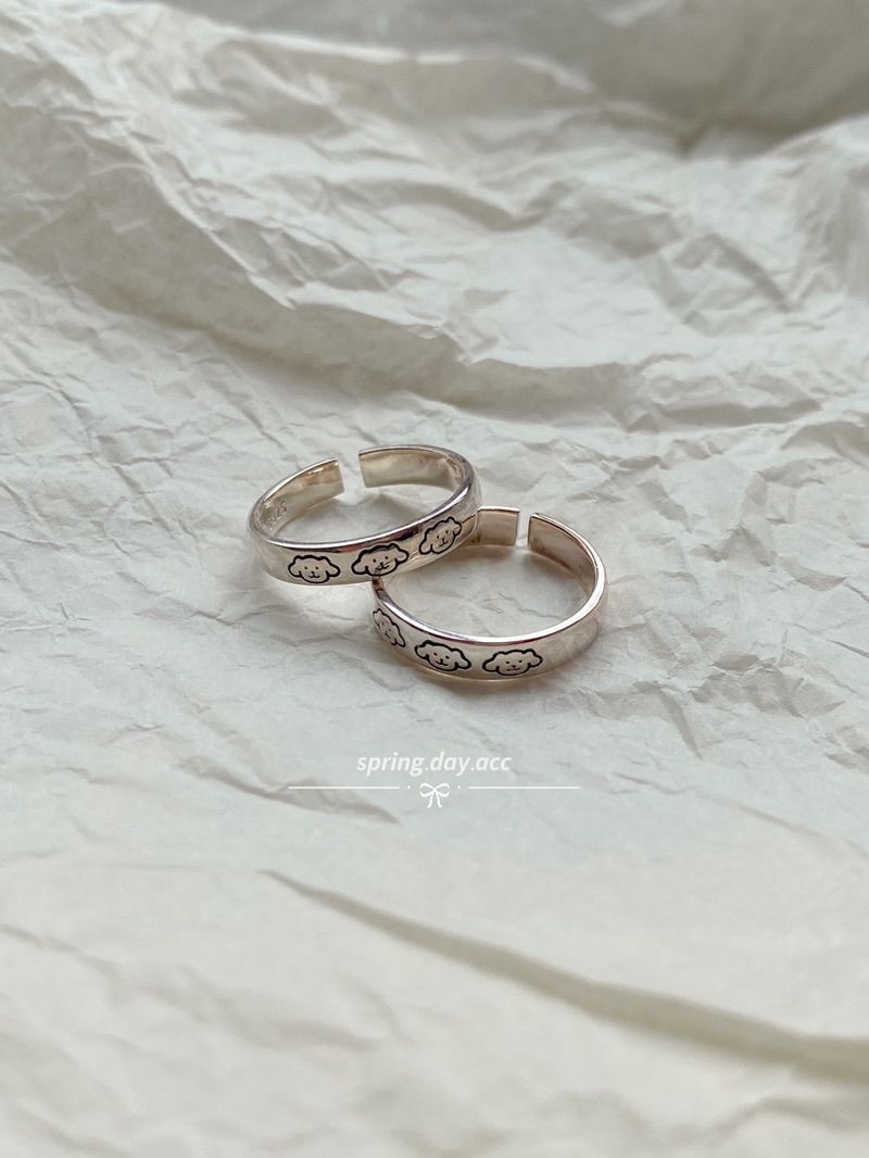 現貨｜925純銀｜可愛刻印狗狗純銀開口戒