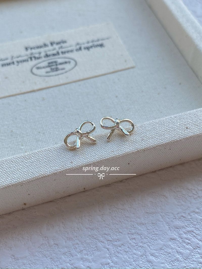 現貨｜s925純銀｜韓系簡約蝴蝶結純銀耳環