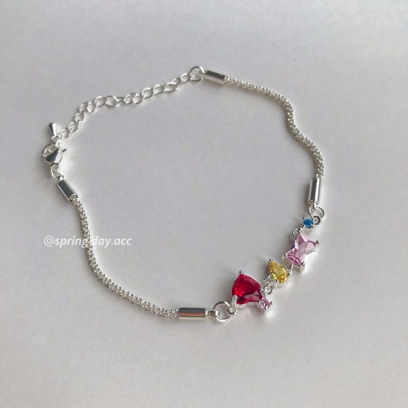 現貨｜銅鍍真銀｜夏季 • 不規則彩色鋯石手鍊