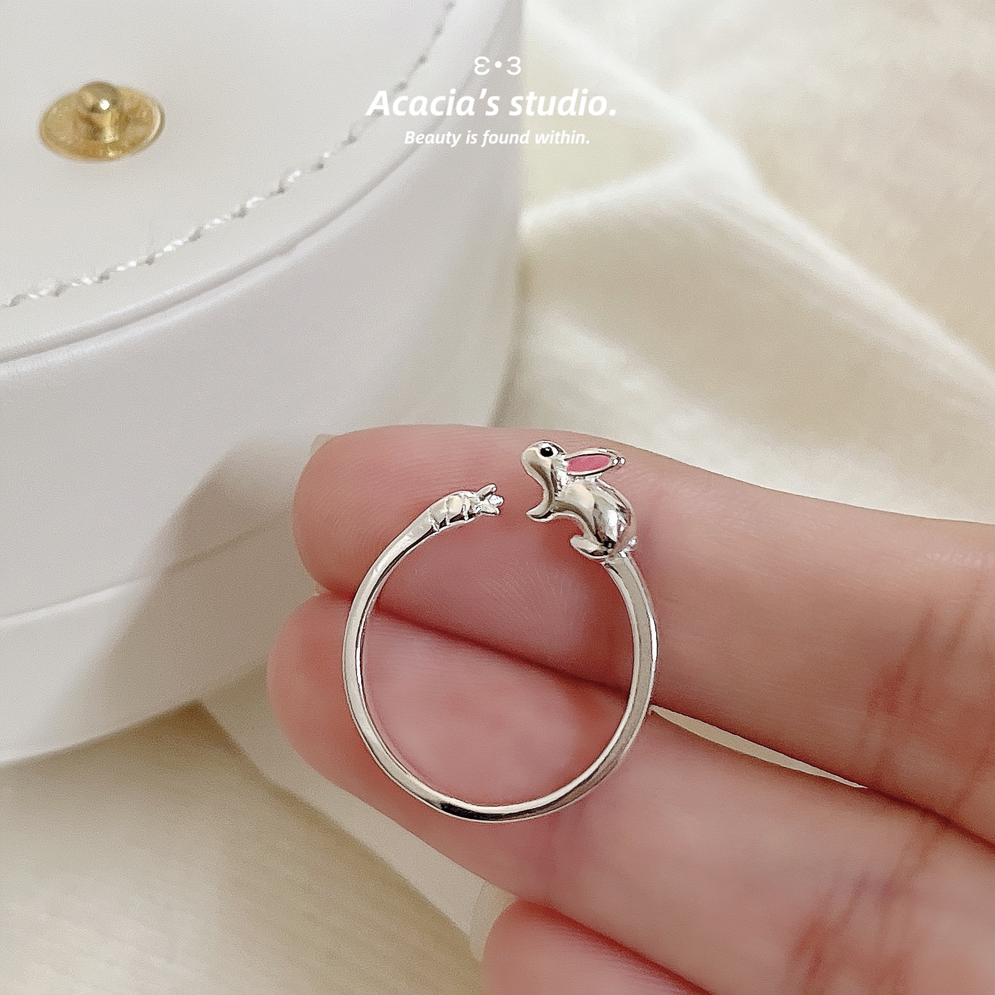 S925純銀｜🥕🐰兔兔想吃胡蘿蔔戒指