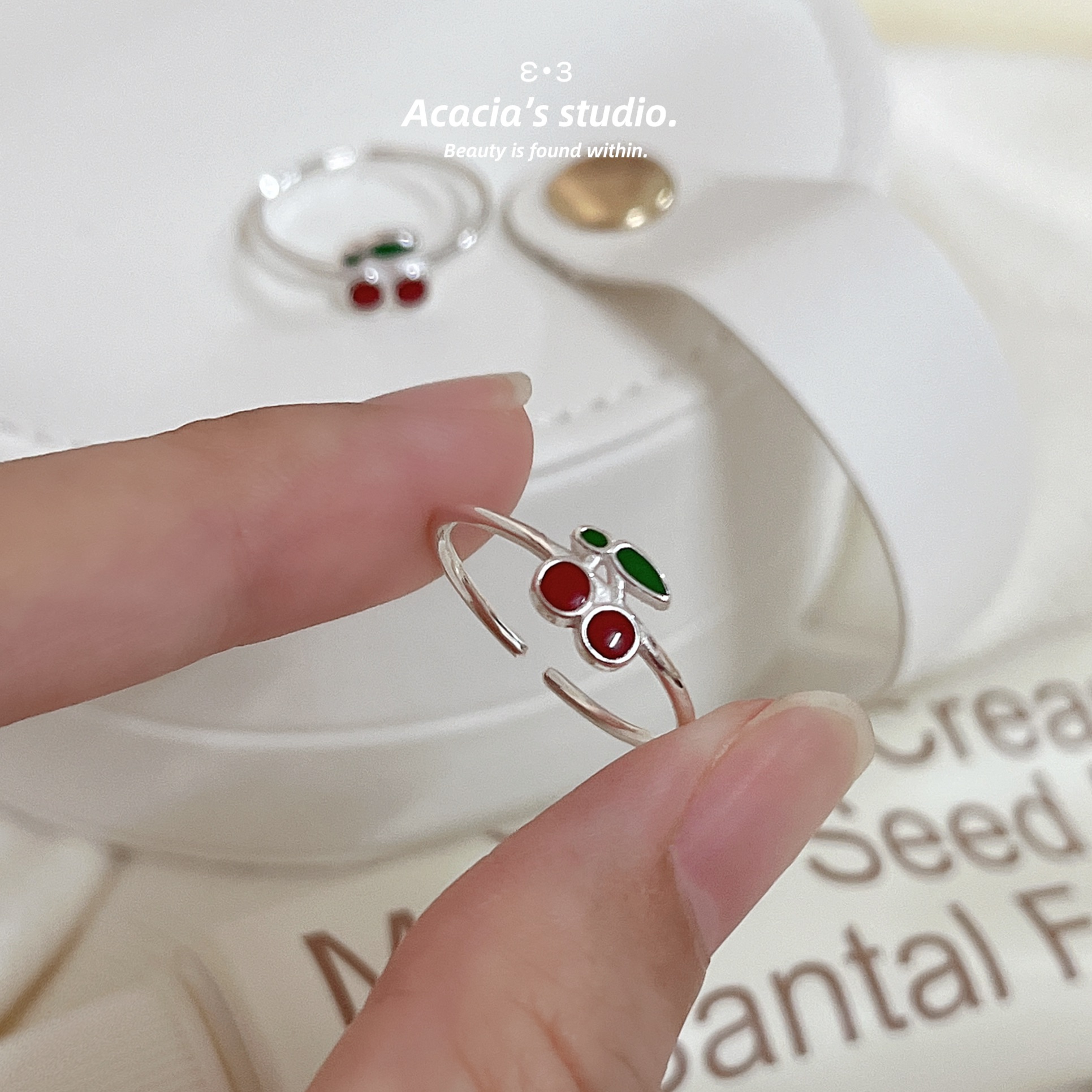 S925純銀｜上色櫻桃Cherry🍒戒指