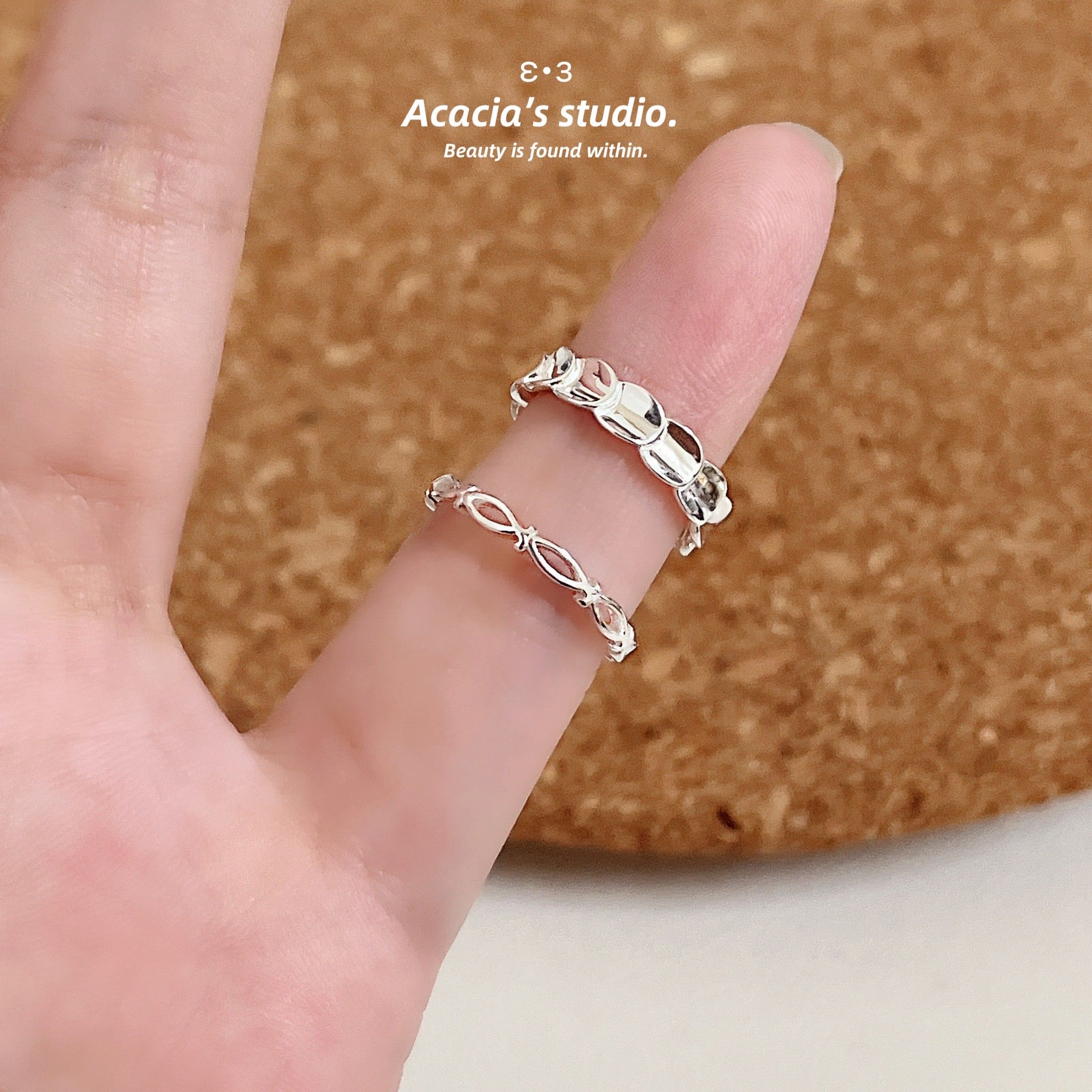 S925純銀｜鏤空🫧小魚連環尾戒