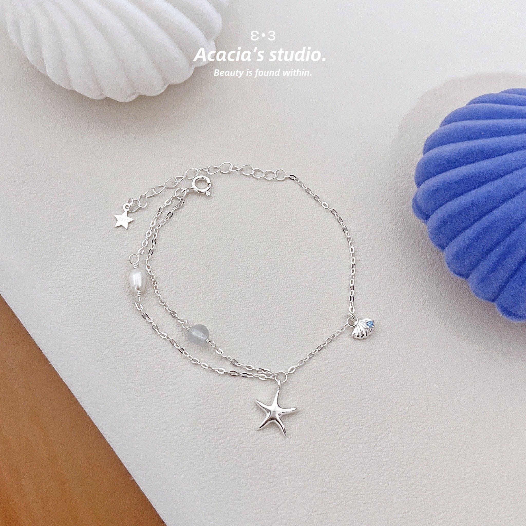 S925純銀｜海洋海星★貝殼 夏日手鍊⛱️