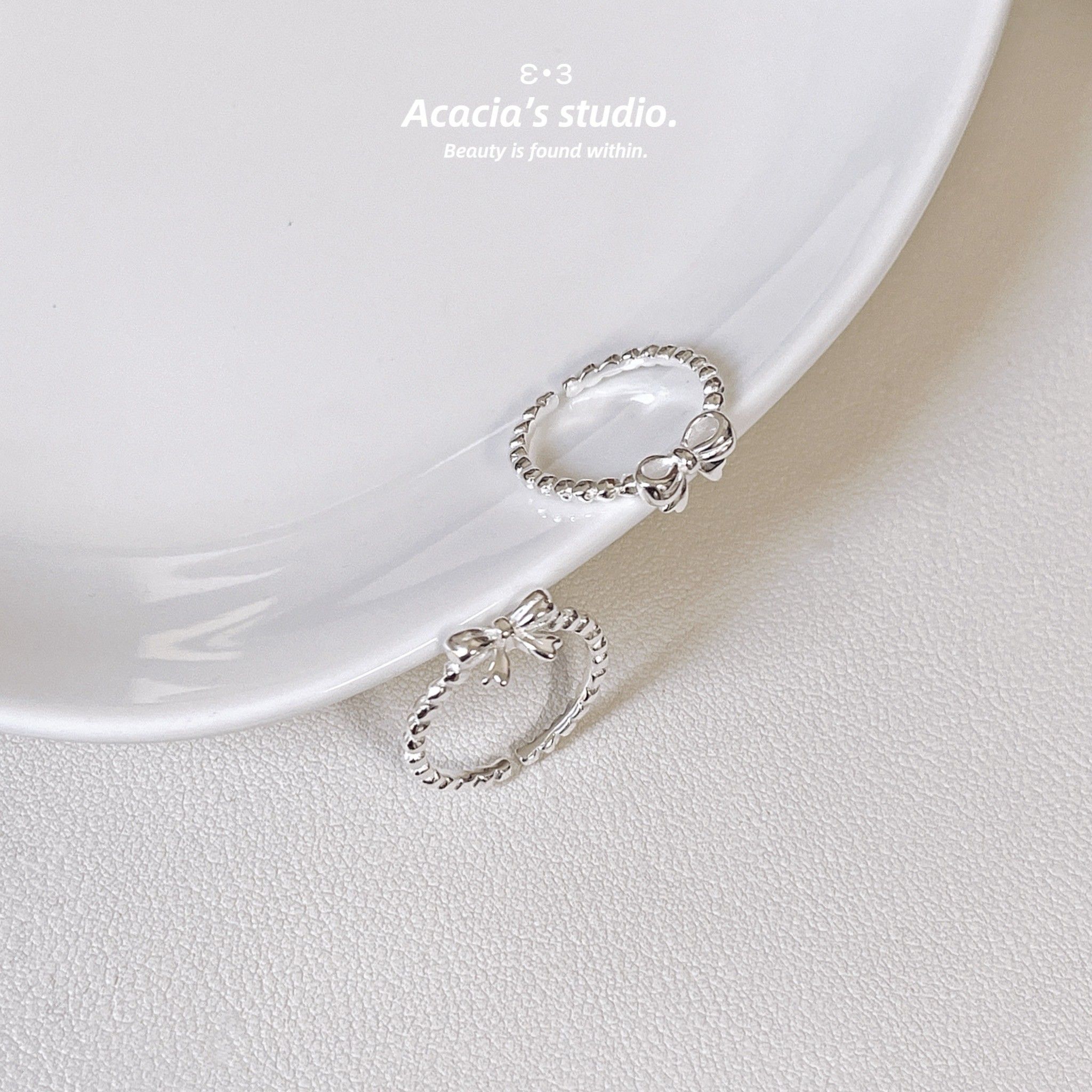 S925純銀｜韓版立體鏤空🎀緞帶戒指