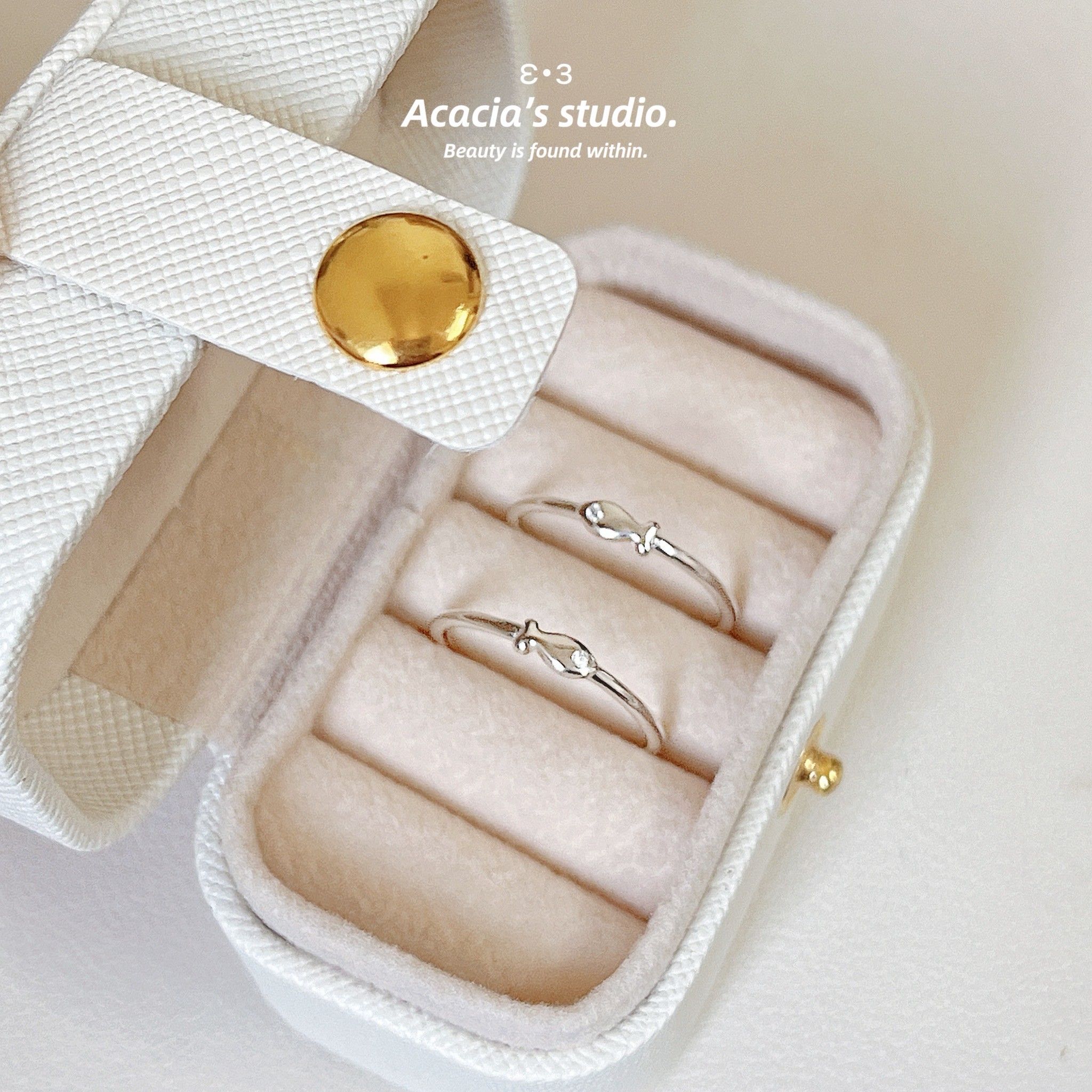 S925純銀｜小鑽小魚🐟開口戒