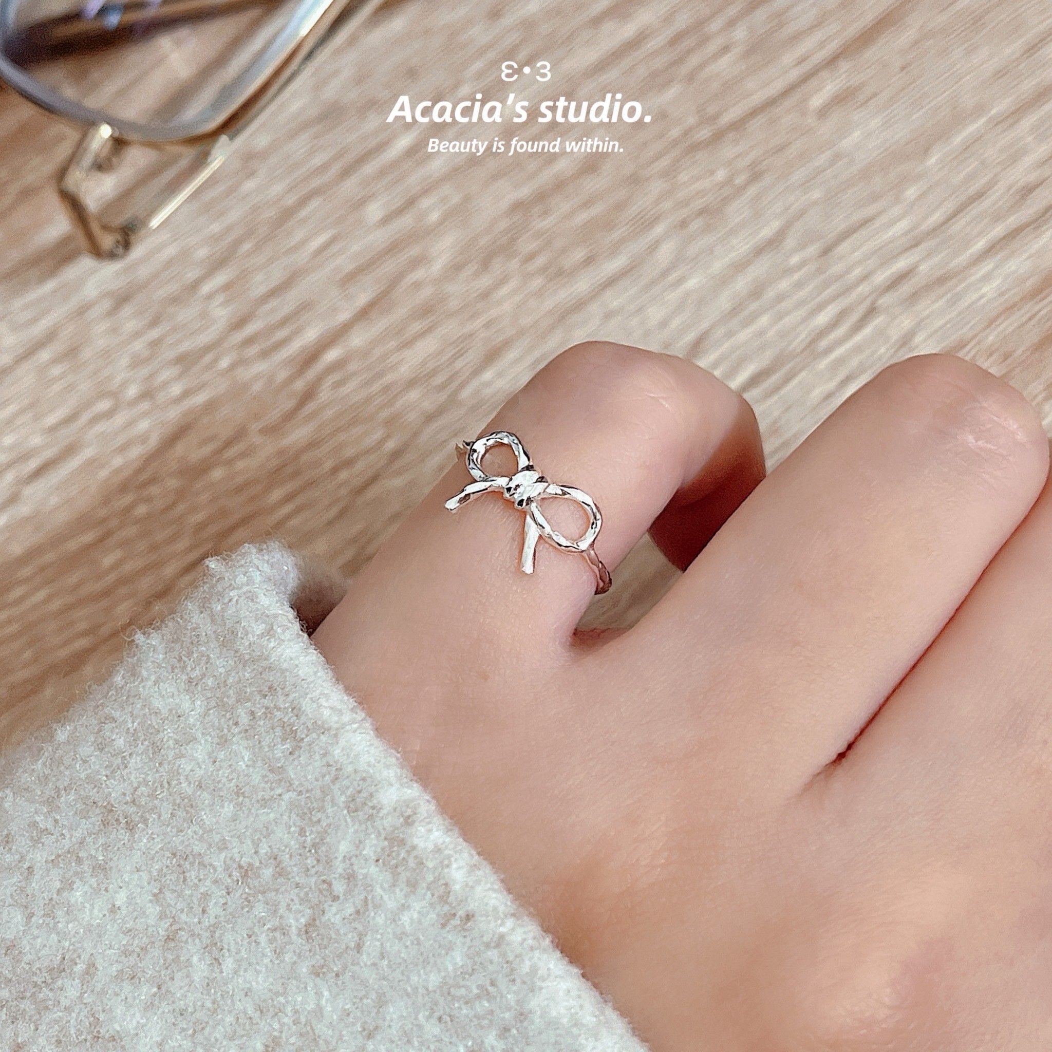 S925純銀｜蝴蝶結控熔岩線條🎀尾戒