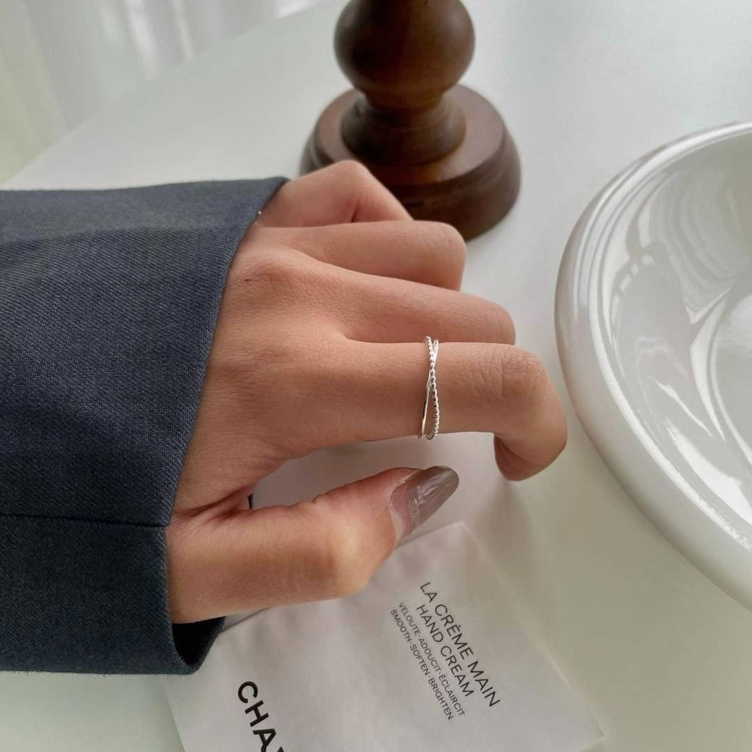 S925純銀｜不規則線條交叉戒指