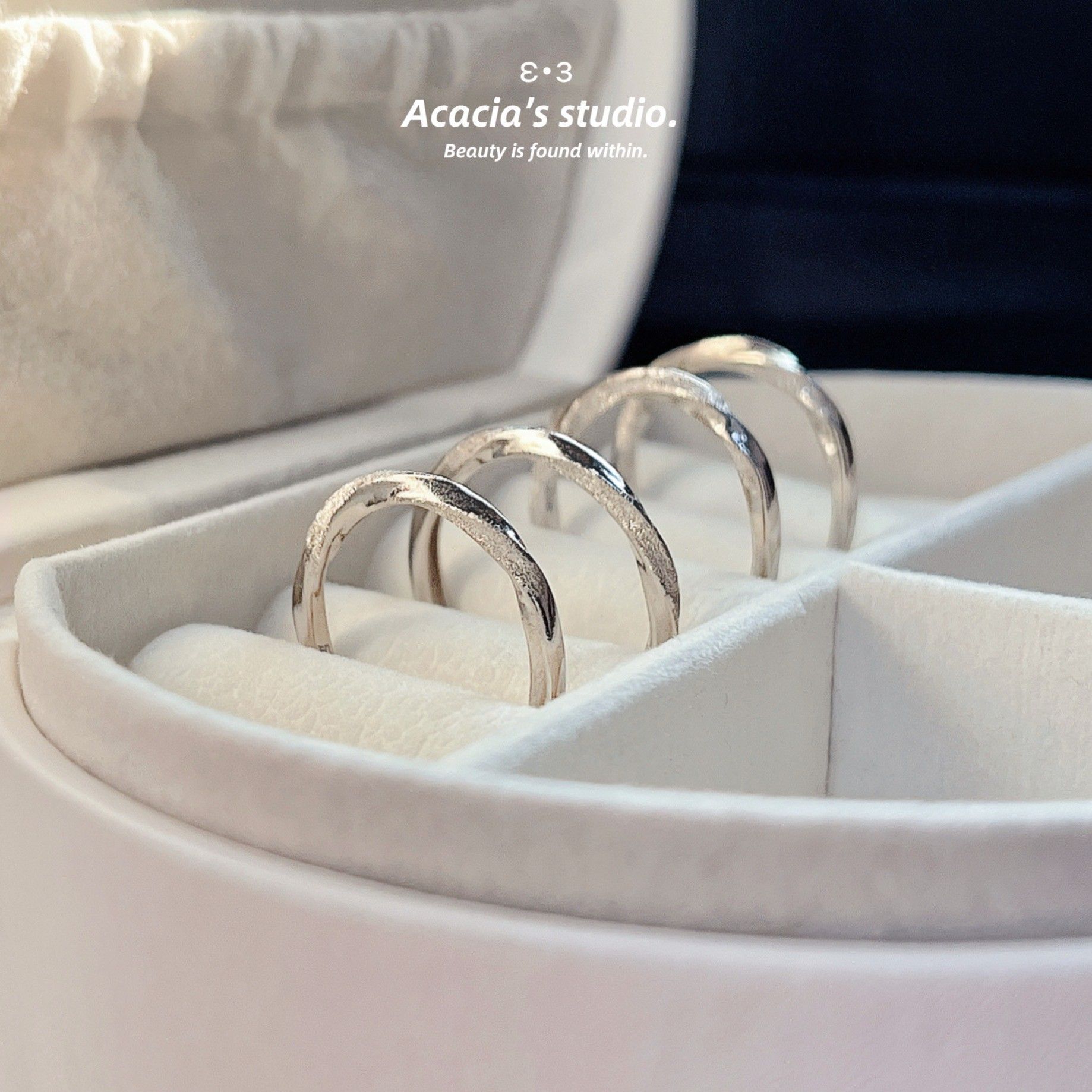 S999足銀｜莫比烏斯環磨砂 可調節式戒指