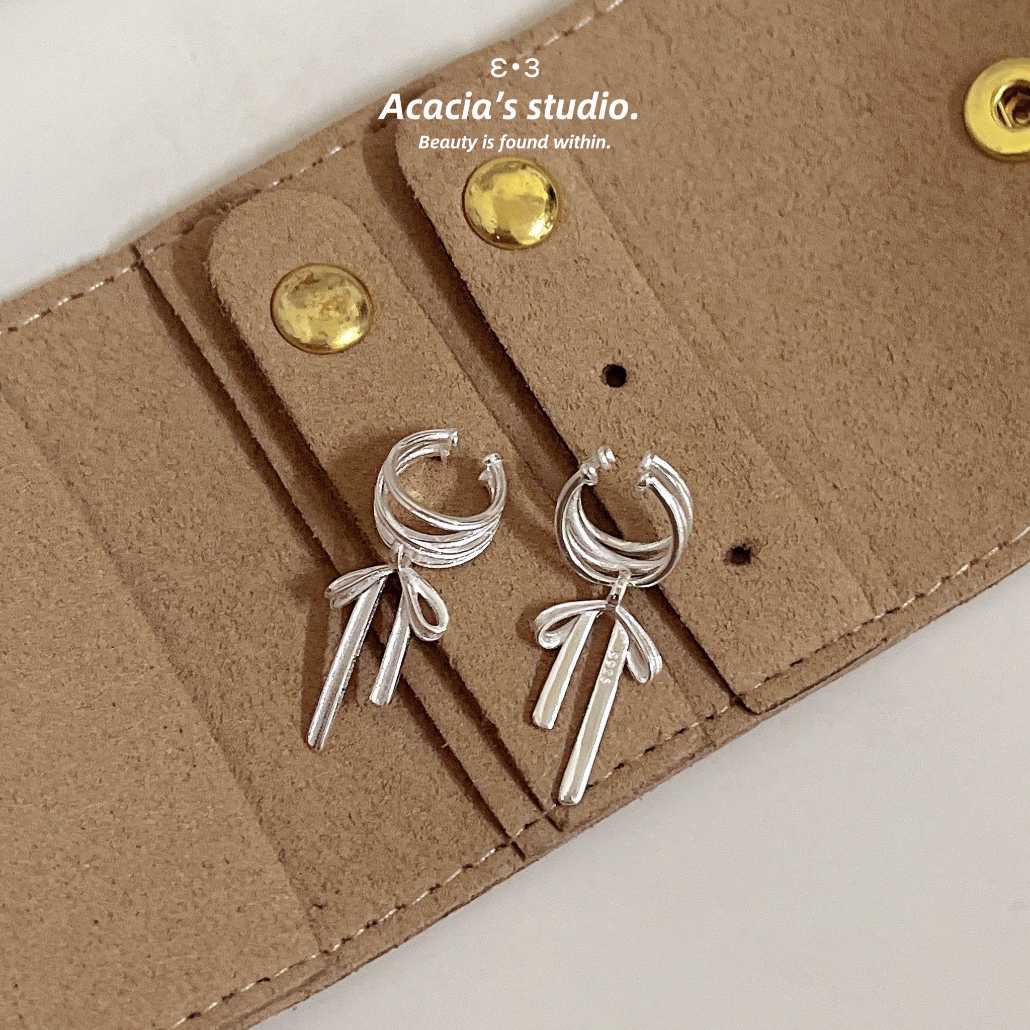 S925純銀｜芭蕾風緞帶🩰耳骨夾 單支 無耳洞首選