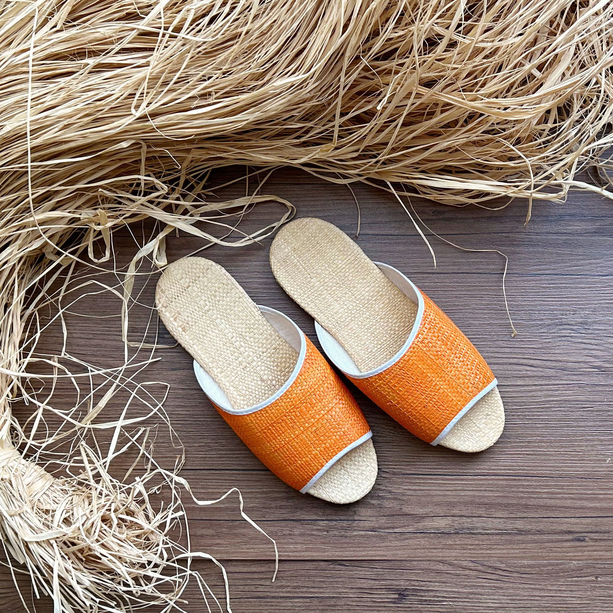 天然草編室內拖鞋No.3 橘子橘 #24/25/27