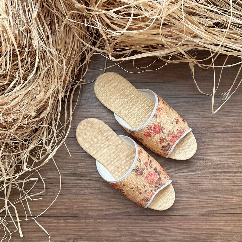 天然草編室內拖鞋No.3 玫瑰 #24