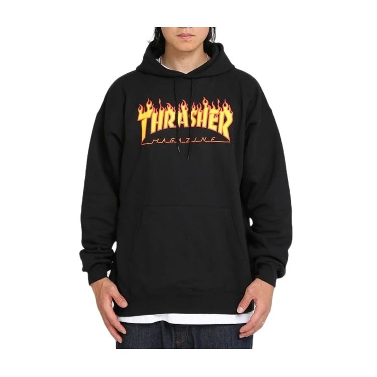 Thrasher 美線 火焰 重磅帽T FLAME LOGO HOODIE 滑板 街頭 嘻哈 火焰T 長袖帽T 黑色