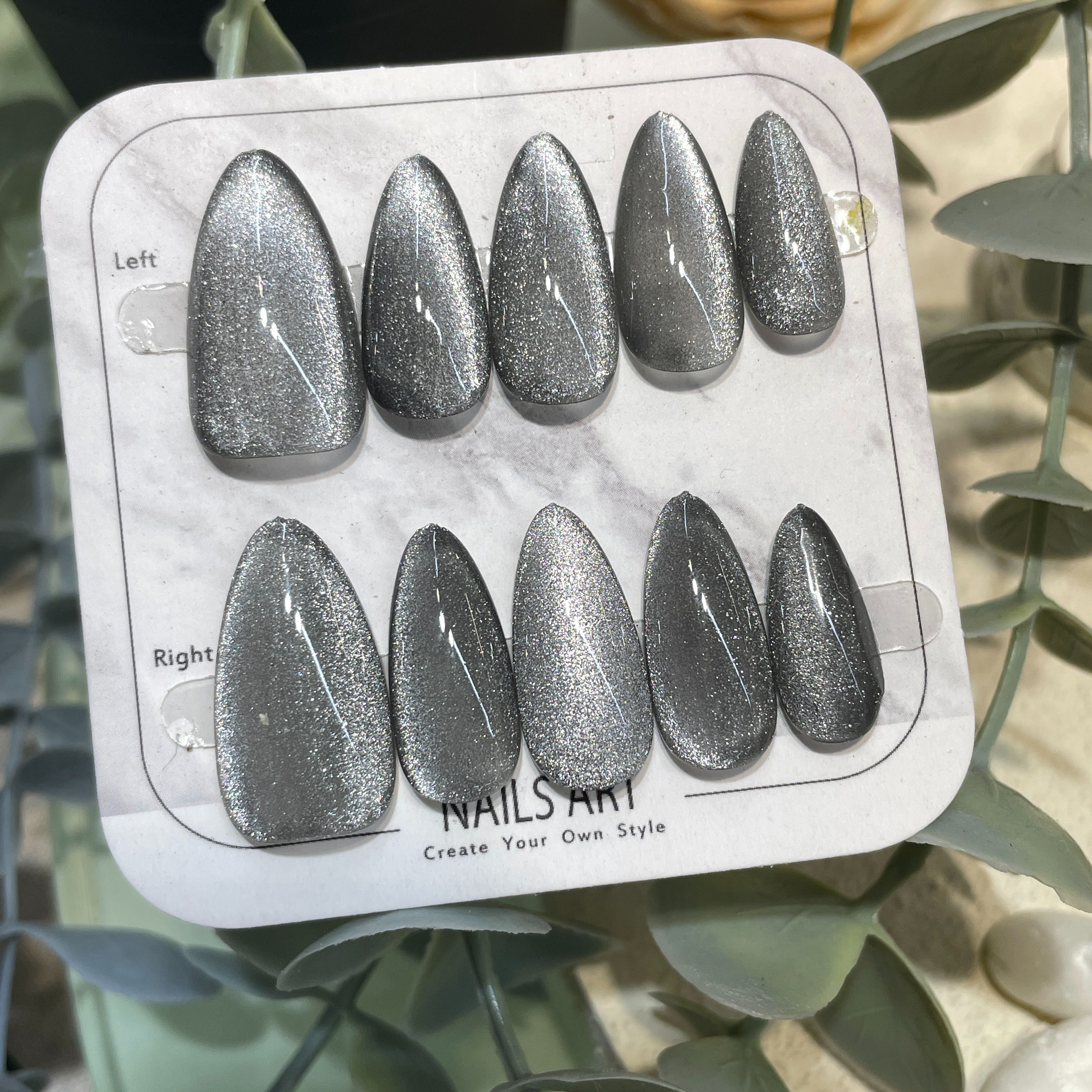 【銀黑色】  單一色貓眼穿戴甲