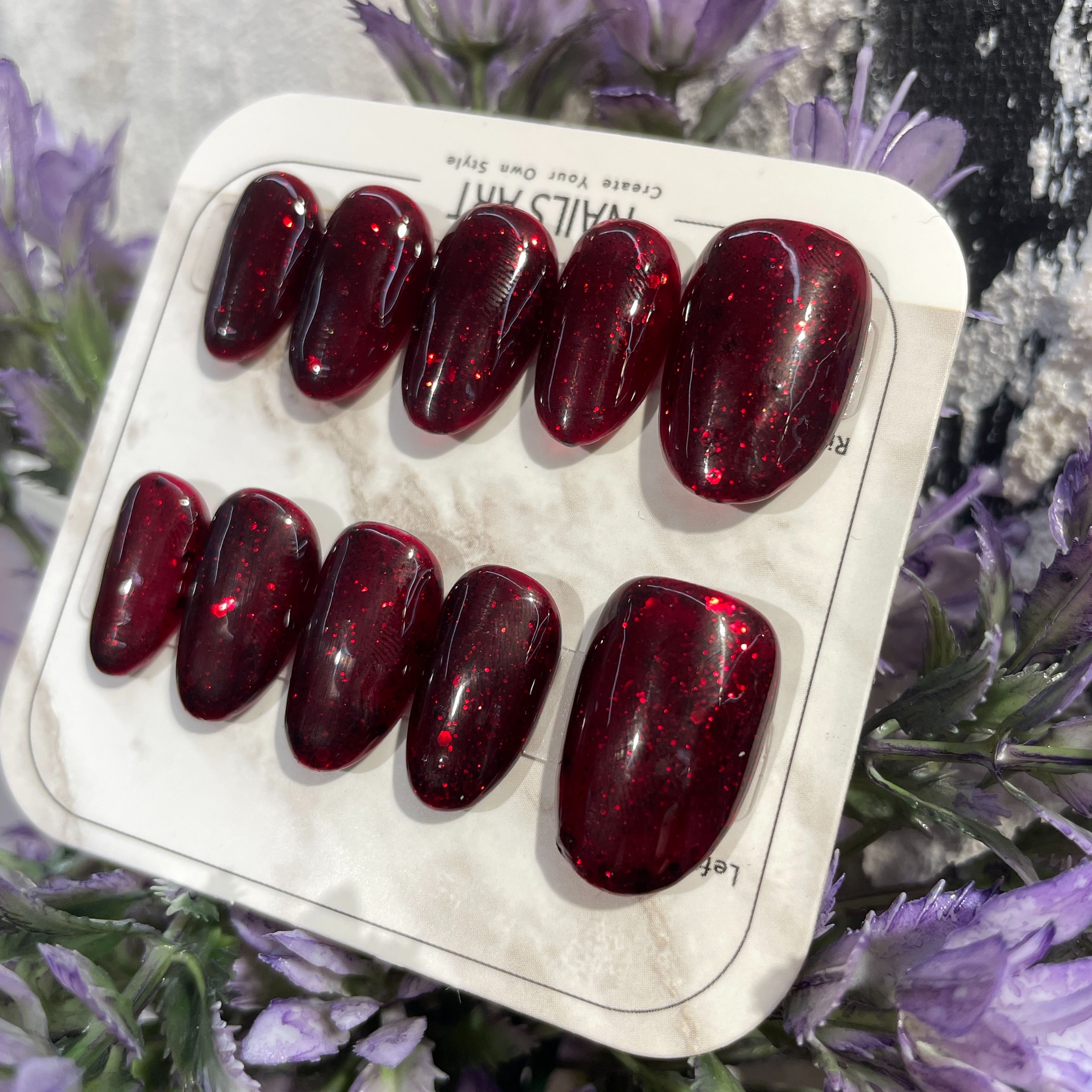 【酒紅細閃】 單色穿戴甲