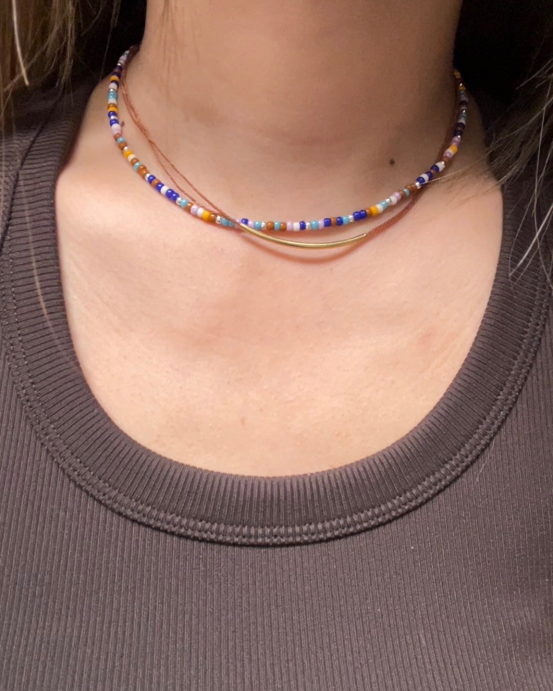 彩虹豆蠟繩銅管雙層鏈