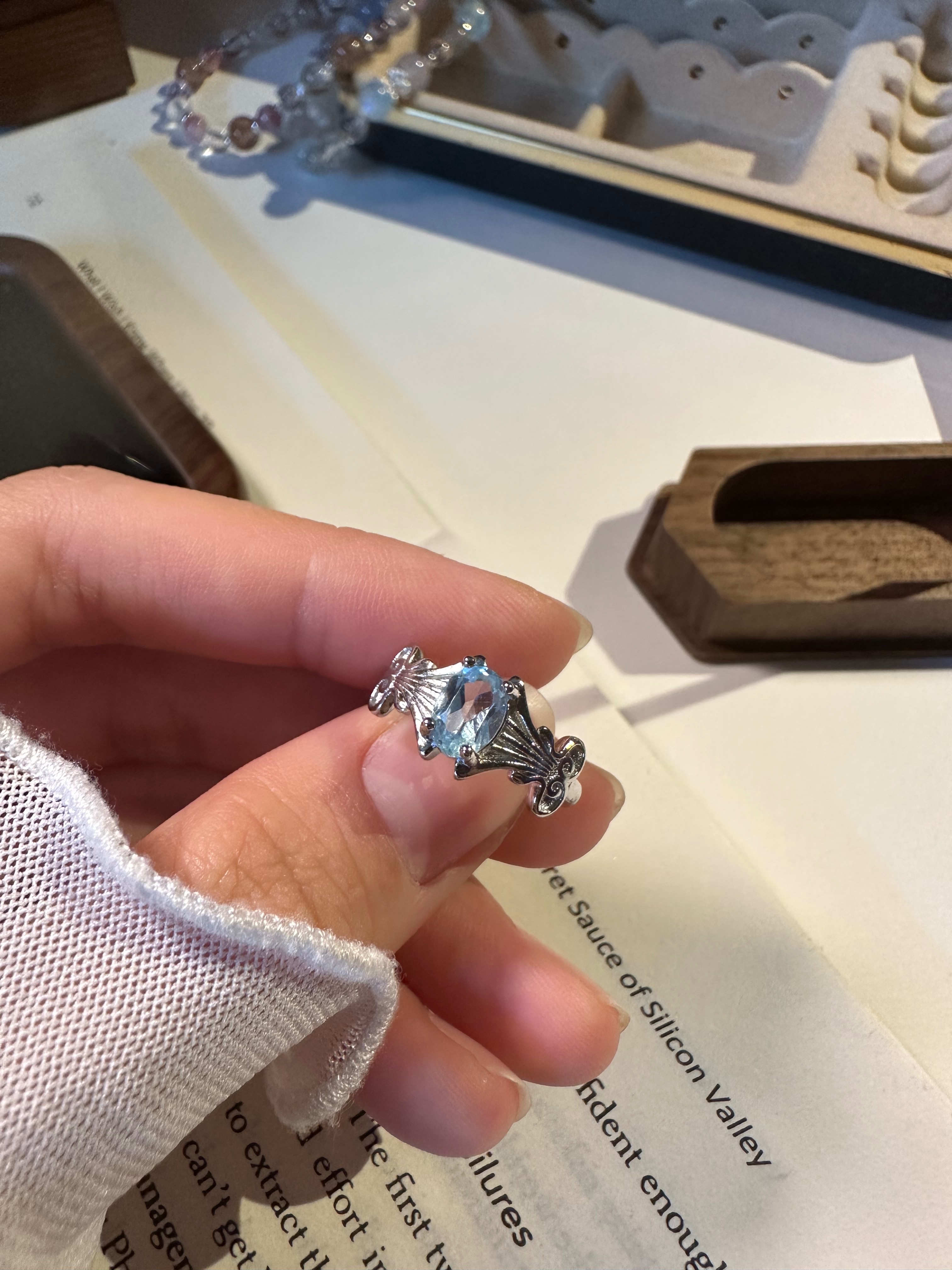（鈦鋼）藍托帕設計款戒指💍