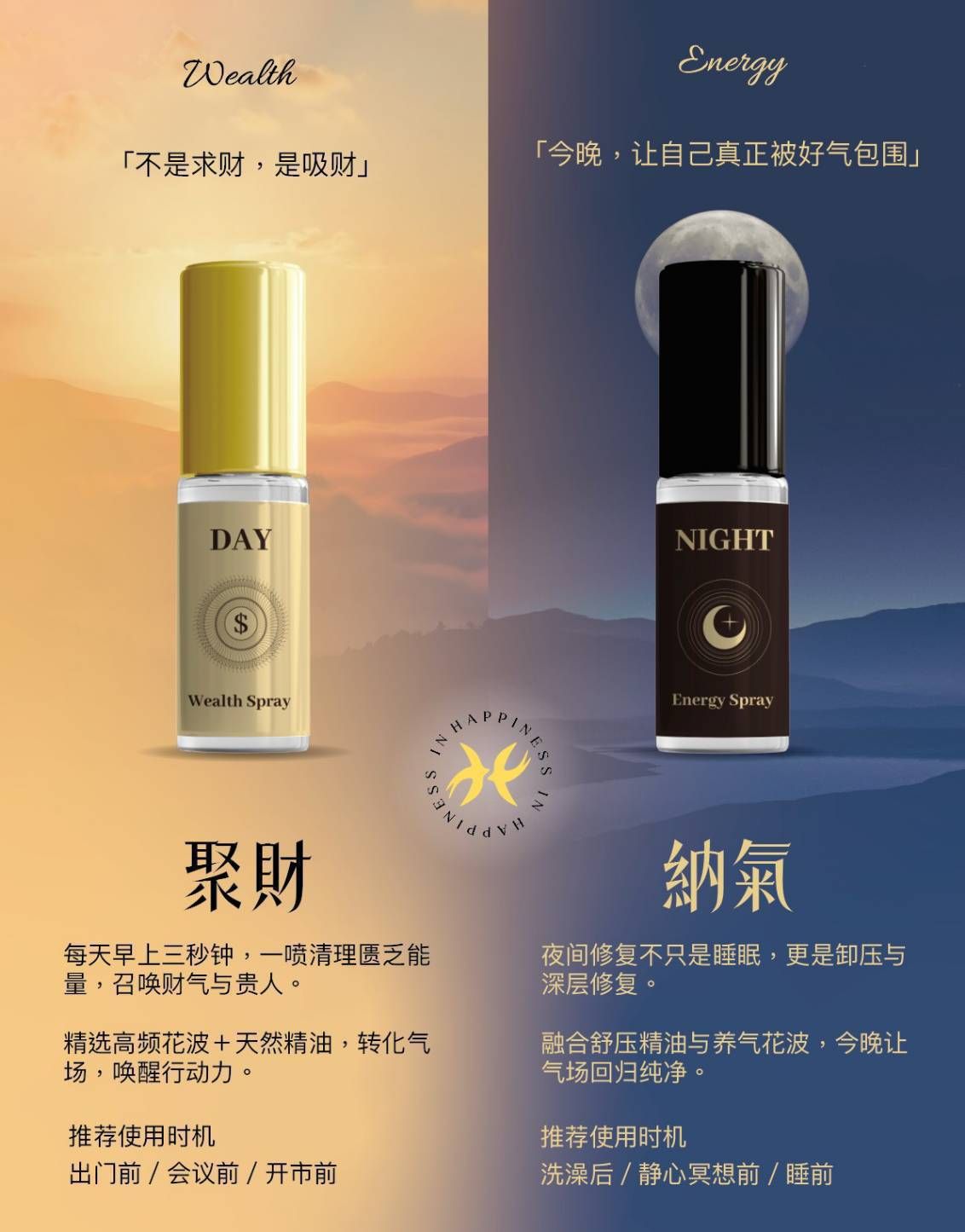 【聚財 × 納氣 能量花波組】白天聚財 × 夜晚納氣，一組雙修能量