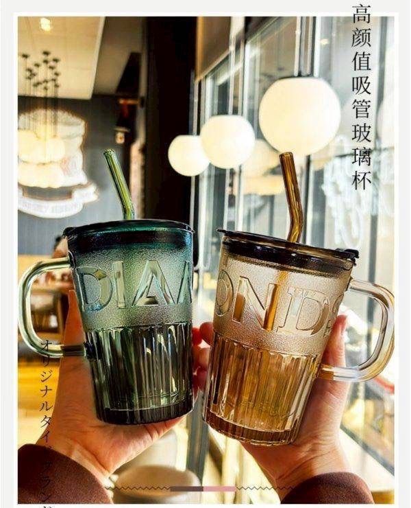 INS風質感玻璃杯（含吸管）2入組