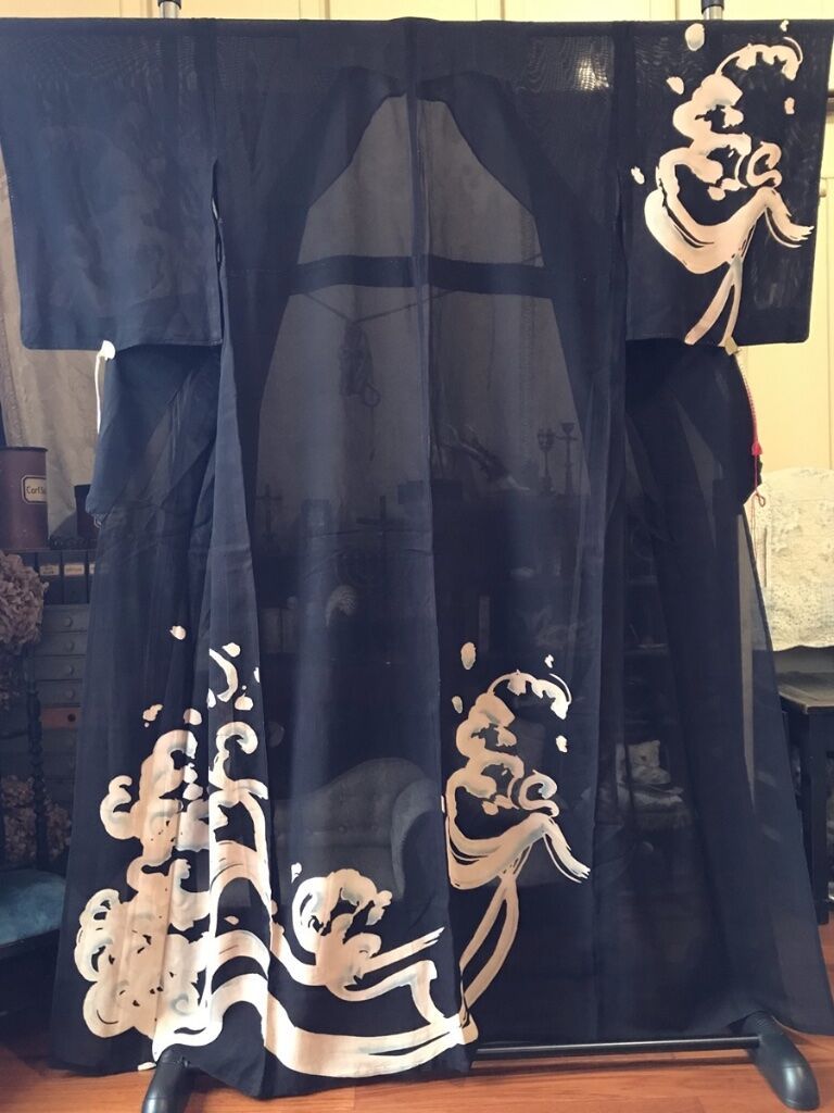 黑底海浪大人和服整件