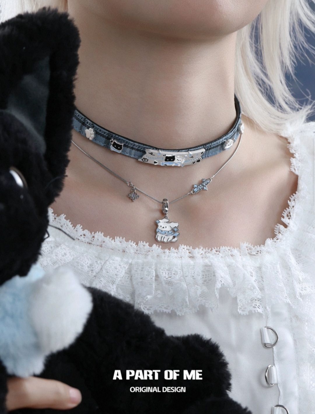 【A part of me】雪地黑貓小白狗手鍊＆項鏈＆項圈