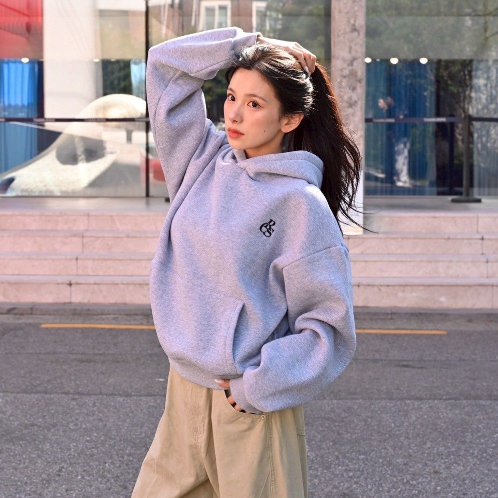 |預購|高磅 內刷毛 帽T 高磅 短寬  字母 印花 情侶 百搭