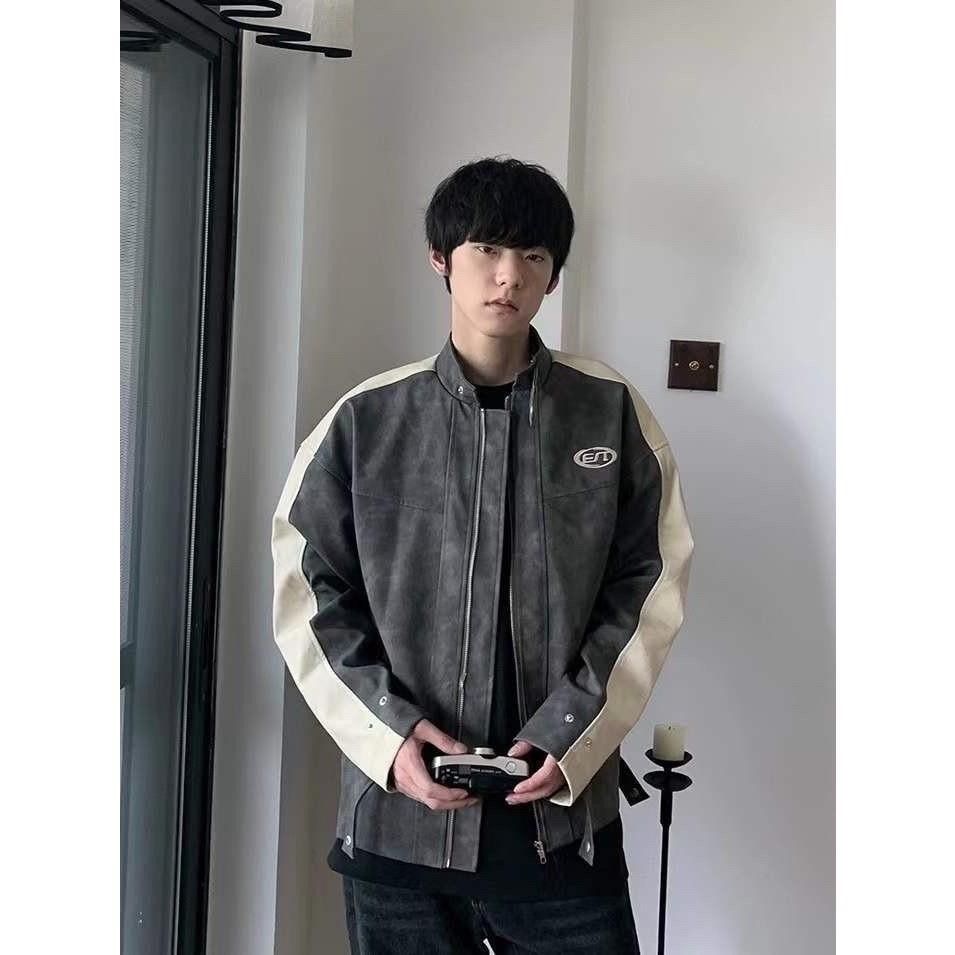 |預購|厚磅 皮革 皮衣 短寬  暈染 美式 賽車風