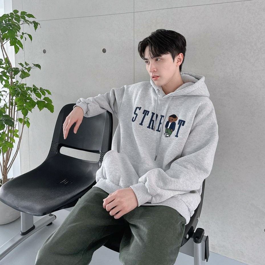 |預購| 厚磅 刺繡 STREET 內刷毛 帽T 寬鬆