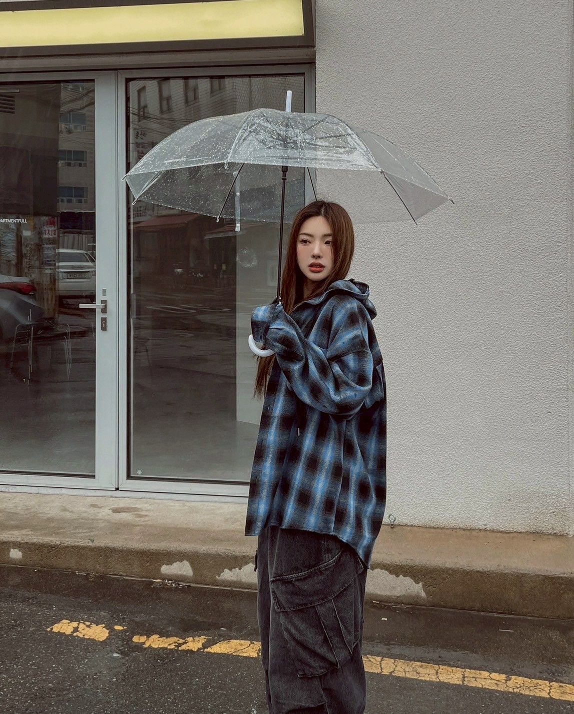 |預購|美式 街頭 連帽 質感 撞色 格紋 格子 潮流 百搭 情侶