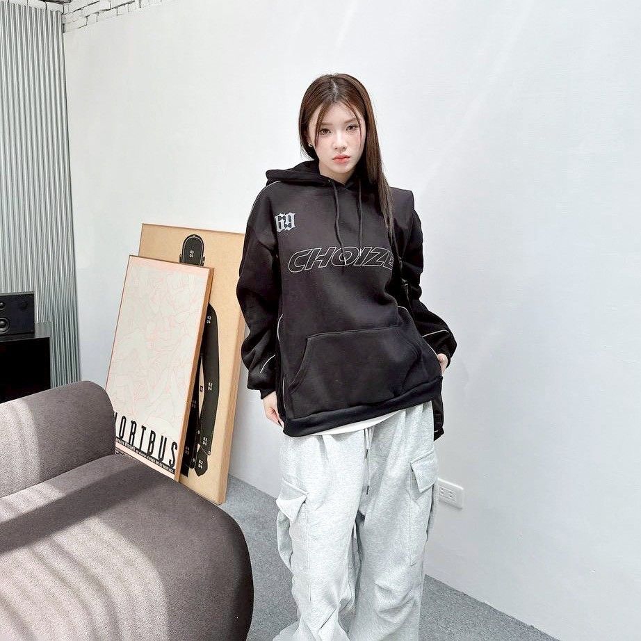 |預購|內刷毛 賽車風 CHOIZE字母 潮流百搭 情侶帽T