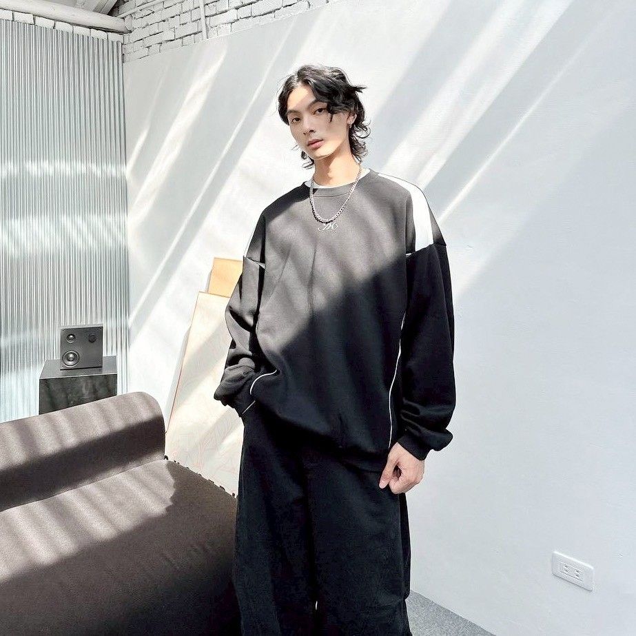 |預購|YX 拼接 大學T 情侶 圓領 厚磅衛衣