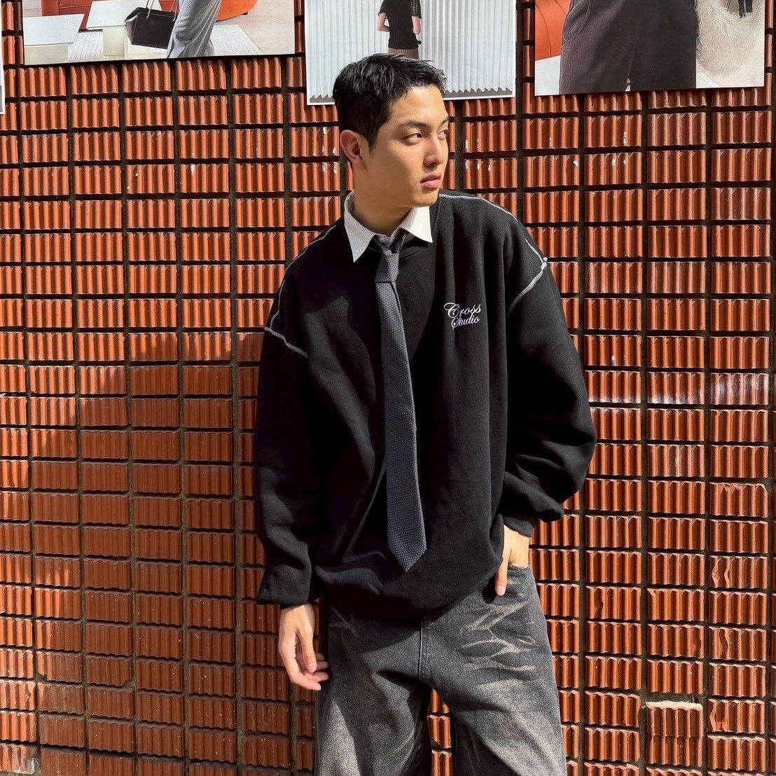 |預購|反車線 草寫大學T 厚磅 內刷毛