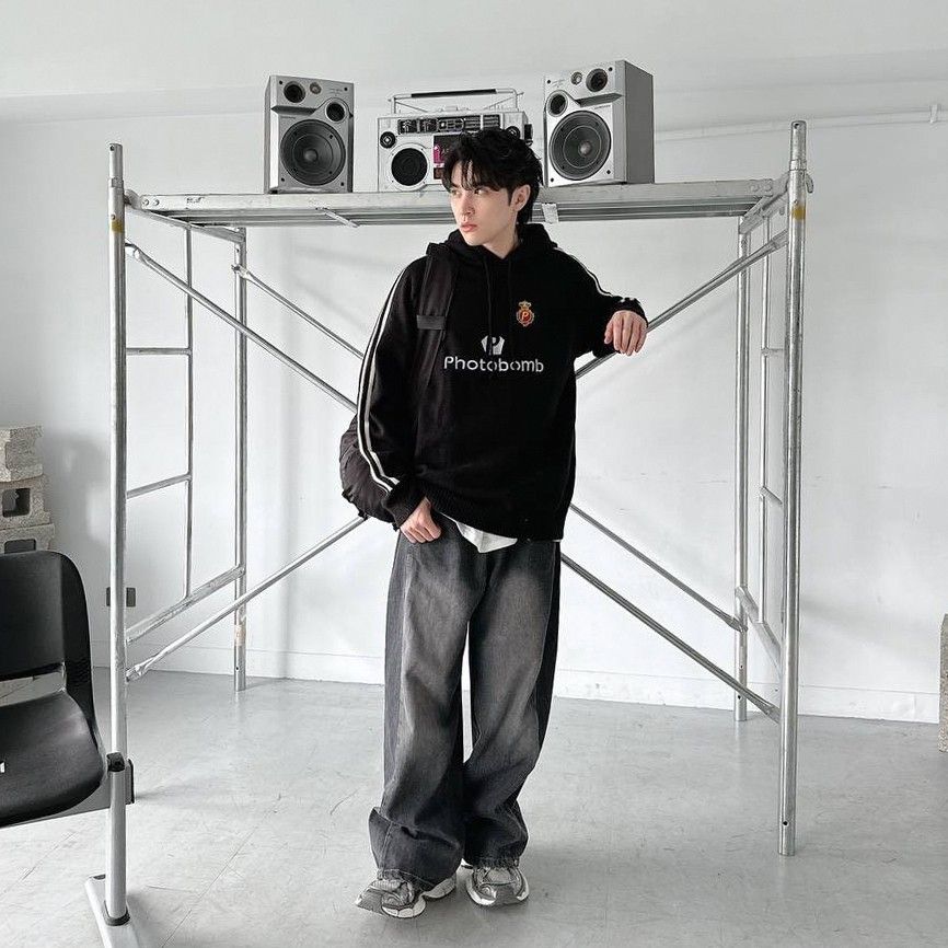 |預購|褲管調扣刷色垂墜牛仔褲