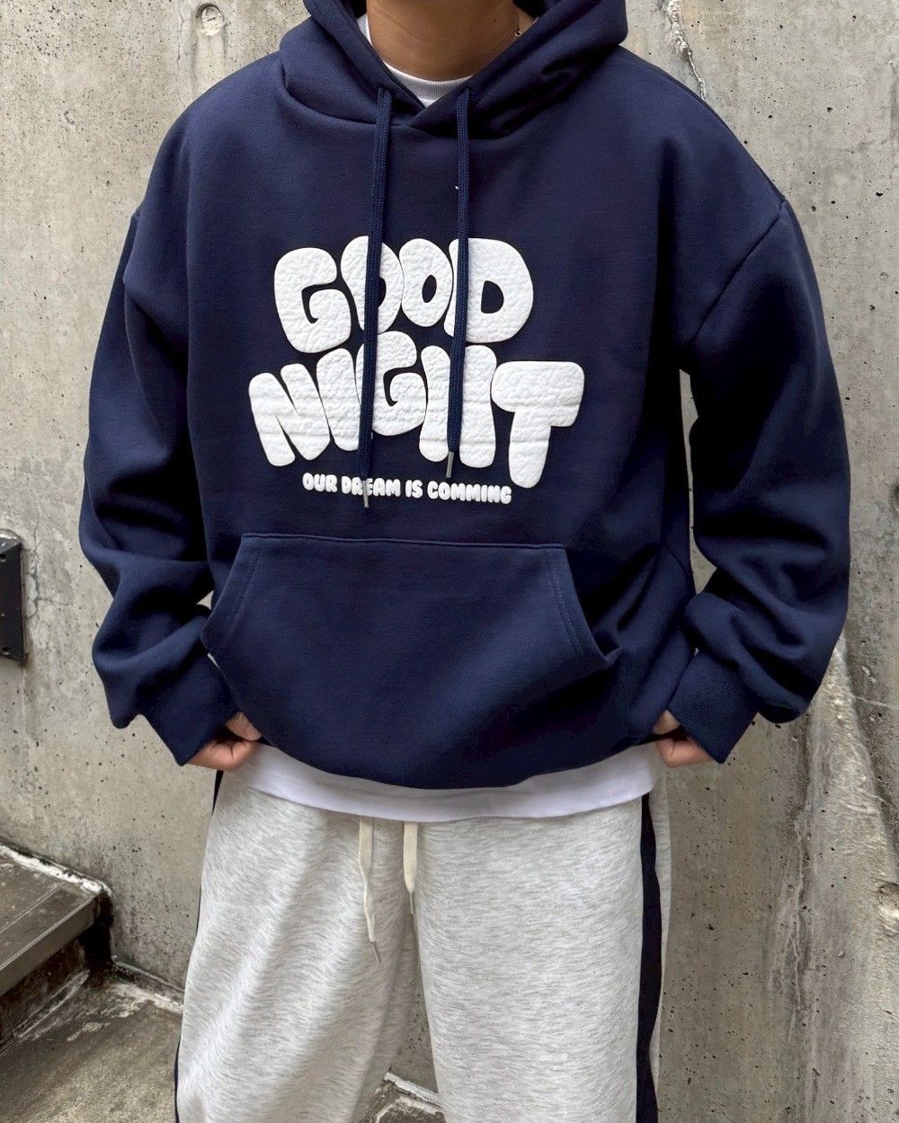 |預購|高磅 內刷 美式GOODNIGHT 字母 印花 潮流 百搭 長袖 上衣 連帽長T